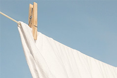 Sheet on a clothesline