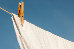 Sheet on a clothesline