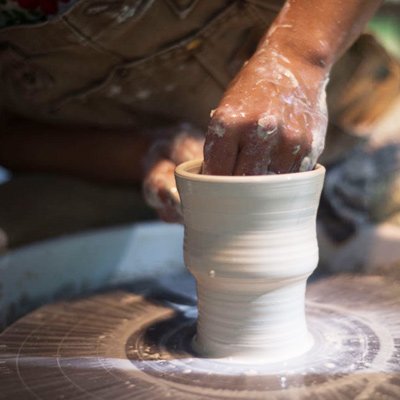 Beatriz Gutierrez forms clay