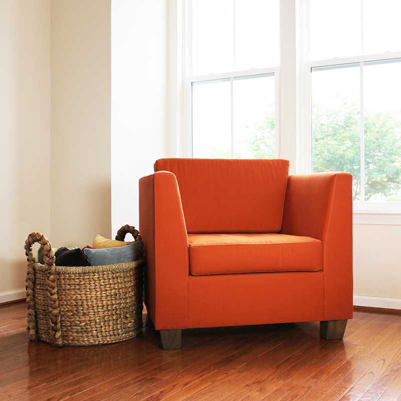 Our organic armchair is customizable.
