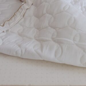 Wrapped layer of latex placed in a Savvy Rest organic cotton casing.
