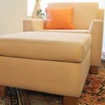 Savvy Rest organic ottoman. Pictured: Organic Cotton fabric in the color Natural.