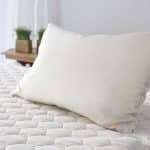 Shredded latex pillow on an organic mattress